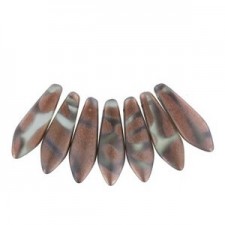 Czech Glass Daggers Perlen 5x16mm Crystal capri gold stripes matted
